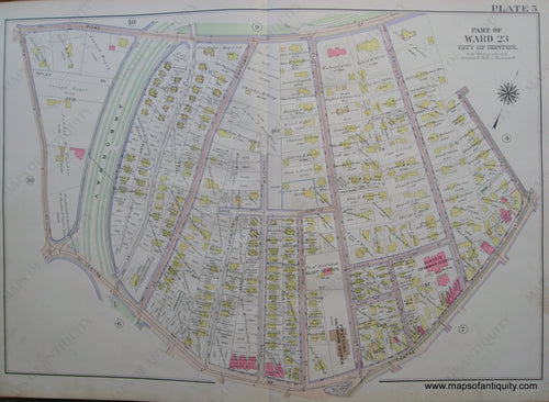 Antique-Map-Suffolk-county-Massachusetts-Part-of-Ward-22-City-of-Boston-West-Roxbury-Plate-5-1914-Bromley-1900s-Maps-of-Antiquity