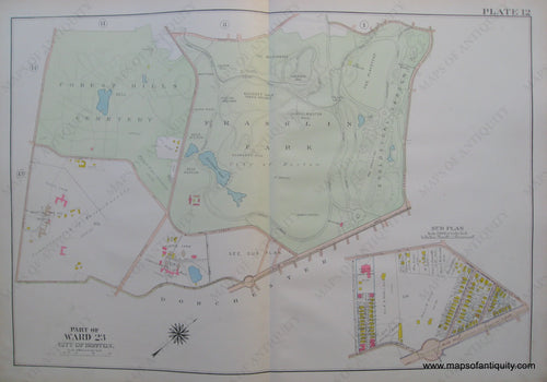 Antique-Map-Suffolk-county-Massachusetts-Part-of-Ward-23-City-of-Boston-West-Roxbury-Plate-12-1914-Bromley-1900s-Maps-of-Antiquity