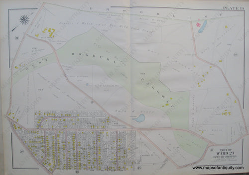 Antique-Map-Suffolk-county-Massachusetts-Part-of-Ward-23-City-of-Boston-West-Roxbury-Plate-19-1914-Bromley-1900s-Maps-of-Antiquity