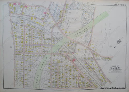 Antique-Map-Suffolk-county-Massachusetts-Part-of-Ward-23-City-of-Boston-West-Roxbury-Plate-20-1914-Bromley-1900s-Maps-of-Antiquity