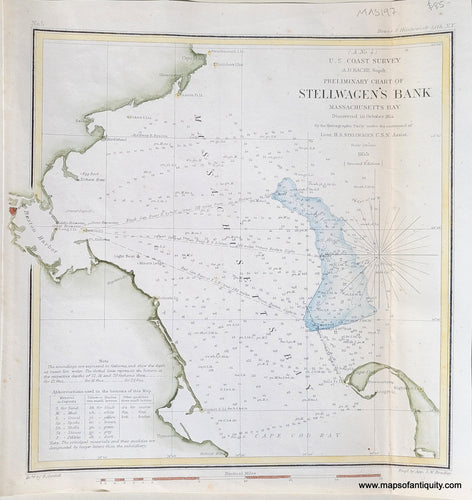 Antique-Nautical-Chart-Preliminary-Chart-of-Stellwagen's-Bank-Massachusetts-Bay-Boston-Salem-Plymouth-Provincetown-Massachusetts-Cape-Cod-and-Islands-1855-U.S.-Coast-Survey-Maps-Of-Antiquity