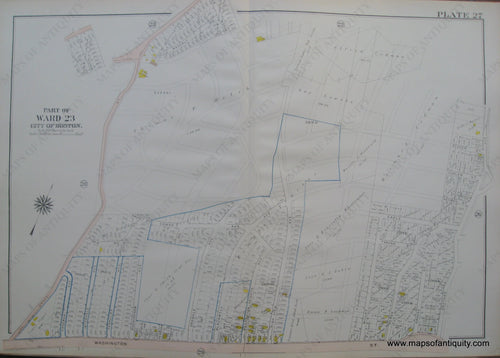Antique-Map-Suffolk-county-Massachusetts-Part-of-Ward-23-City-of-Boston-West-Roxbury-Plate-27-1914-Bromley-1900s-Maps-of-Antiquity