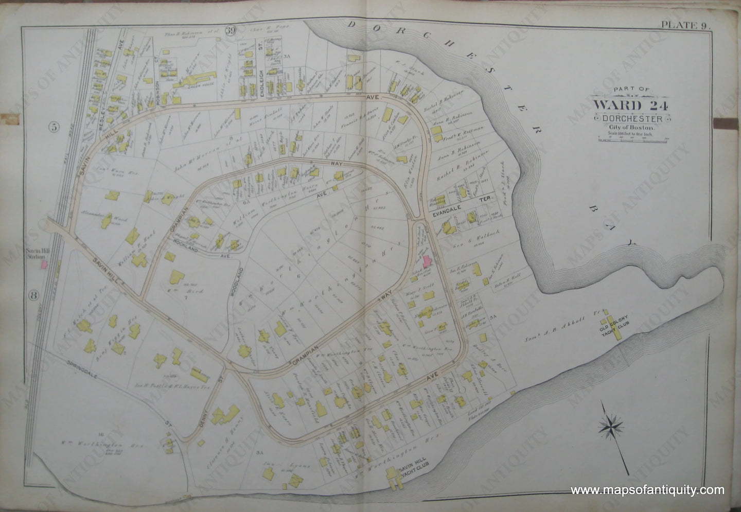 Antique-Map-Plate-9-Part-of-Ward-24-Dorchester-City-of-Boston-Bromley-1894-Maps-Of-Antiquity