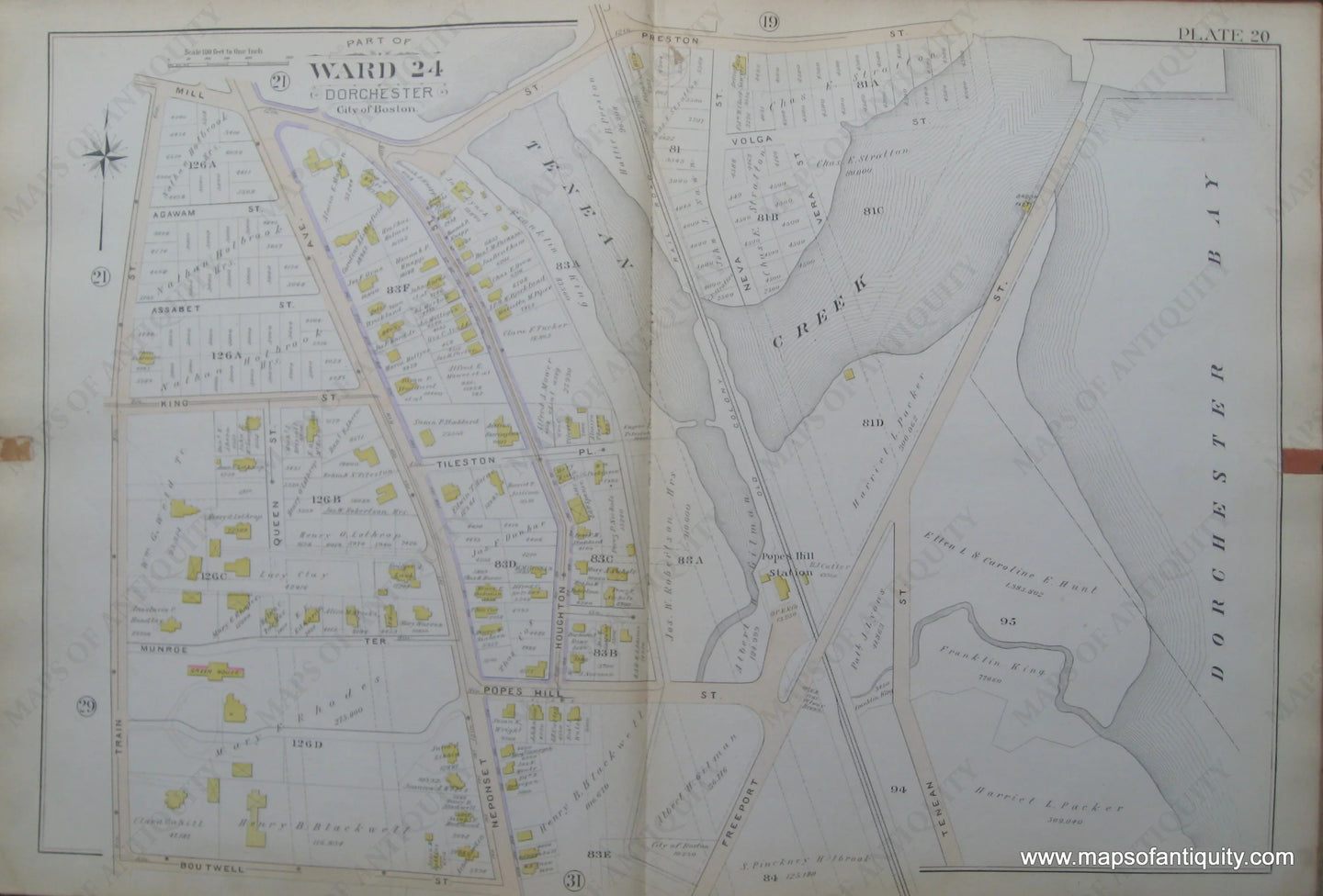 Antique-Map-Plate-20-Part-of-Ward-24-Dorchester-City-of-Boston-Bromley-1894-Maps-Of-Antiquity