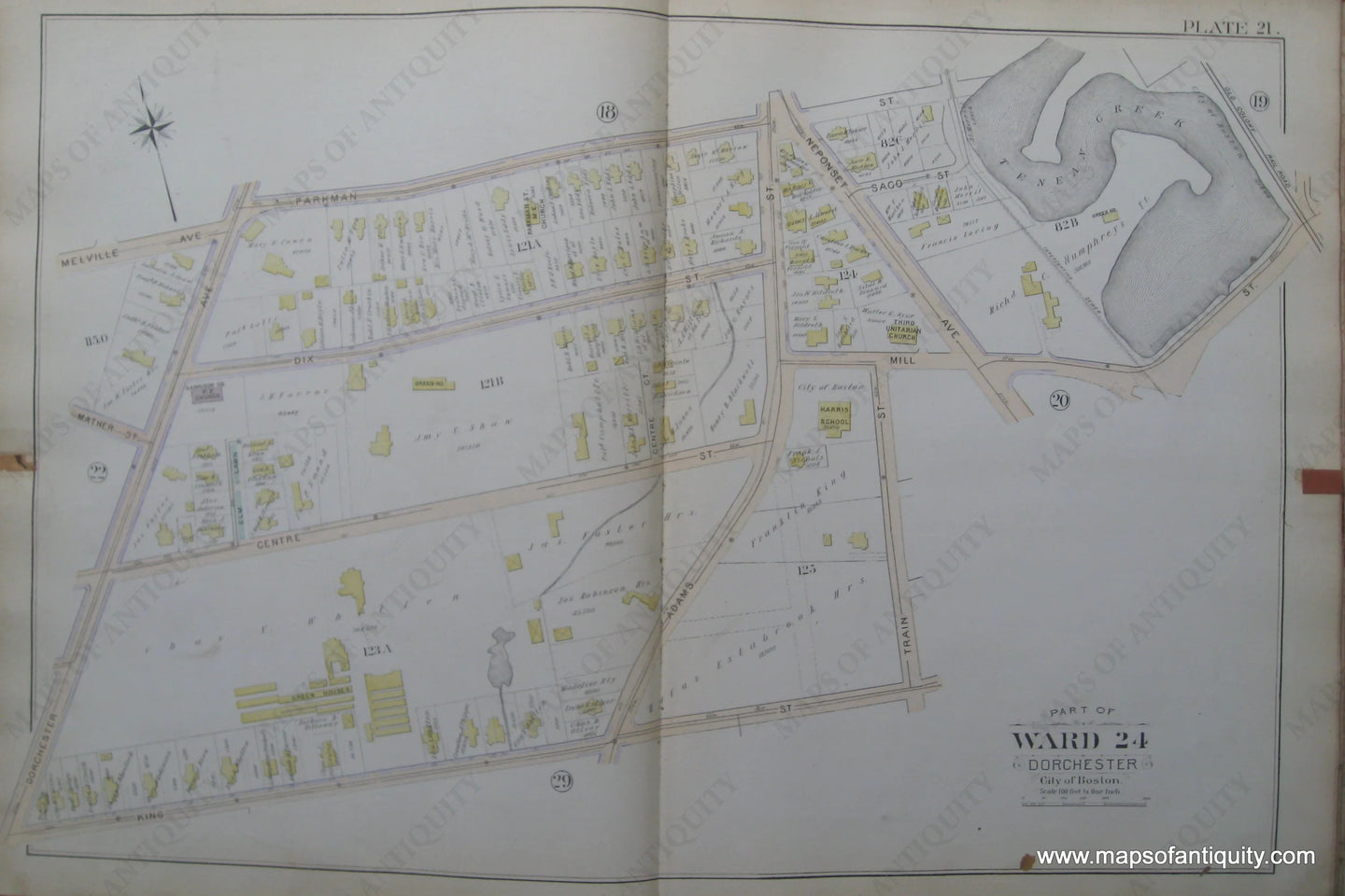 Antique-Map-Plate-21-Part-of-Ward-24-Dorchester-City-of-Boston-Bromley-1894-Maps-Of-Antiquity