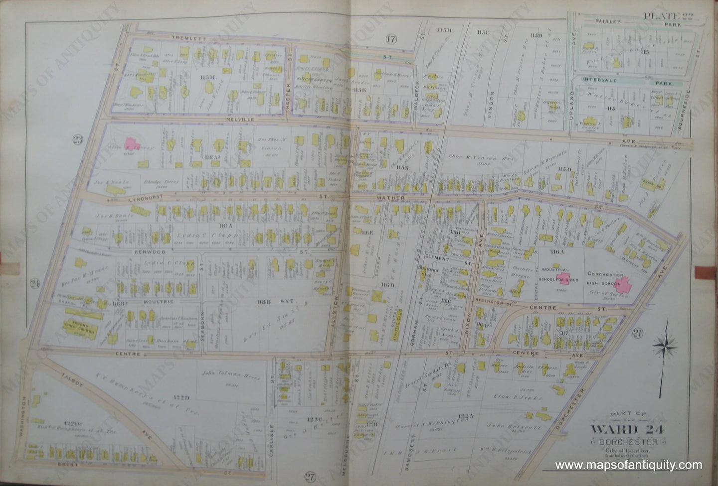 Antique-Map-Plate-22-Part-of-Ward-24-Dorchester-City-of-Boston-Bromley-1894-Maps-Of-Antiquity