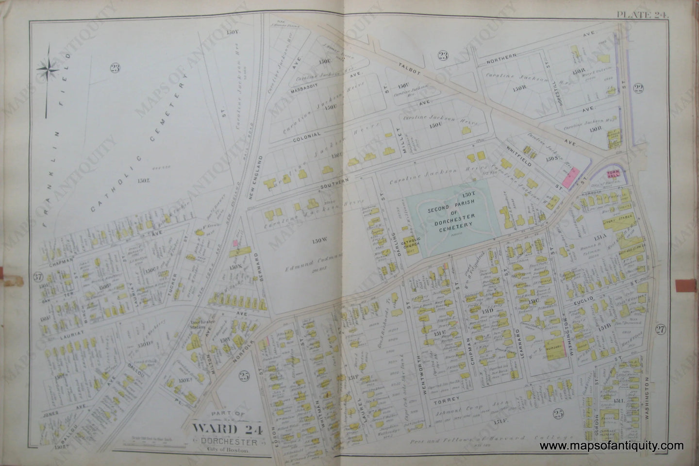 Antique-Map-Plate-24-Part-of-Ward-24-Dorchester-City-of-Boston-Bromley-1894-Maps-Of-Antiquity