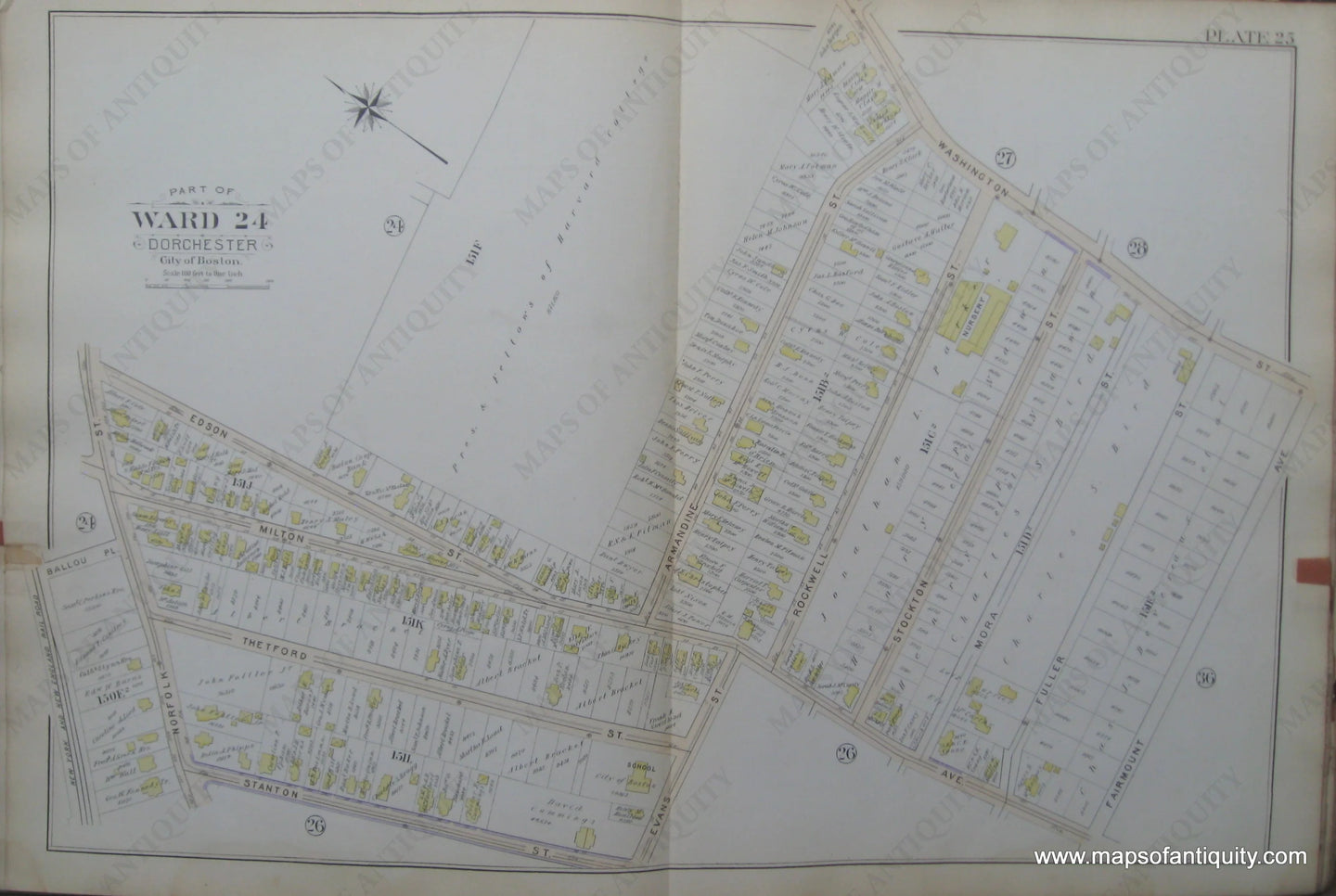 Antique-Map-Plate-25-Part-of-Ward-24-Dorchester-City-of-Boston-Bromley-1894-Maps-Of-Antiquity