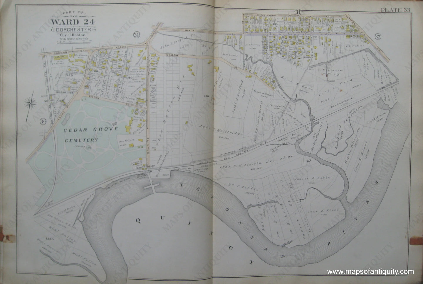 Antique-Map-Plate-33-Part-of-Ward-24-Dorchester-City-of-Boston-Bromley-1894-Maps-Of-Antiquity