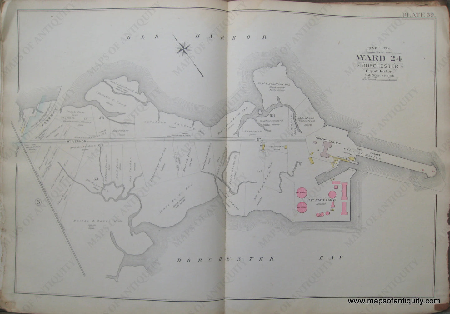 Antique-Map-Plate-39-Part-of-Ward-24-Dorchester-City-of-Boston-Bromley-1894-Maps-Of-Antiquity