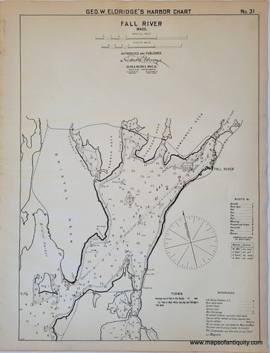 Black-and-White-Antique--Nautical-Chart-Fall-River-Mass.--Massachusetts-Mass.-Other-1929-Eldridge-Maps-Of-Antiquity sailing yachting boating