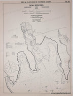 Antique harbor chart of New Bedford, Fairhaven, and Padanaram with navigational details. Black-and-White-Antique--Nautical-Chart-New-Bedford-Fairhaven-and-South-Dartmouth-Mass.--Massachusetts-Mass.-Other-1901-Eldridge-Maps-Of-Antiquity
