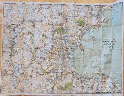 Antique-Printed-Color-Folding-Road-Map-Road-Map-of-the-Boston-District-showing-the-Metropolitan-Park-System-1905-Walker-1900s-century-Maps-of-Antiquity
