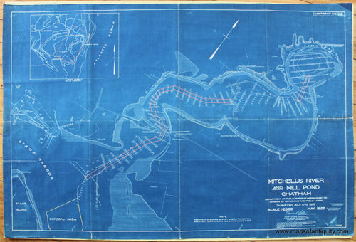 Antique-Dredging-Plan-Mitchells-River-and-Mill-Pond-Chatham-1925-Dept-of-Public-Works-of-Massachusetts-Massachusetts--1800s-19th-century-Maps-of-Antiquity