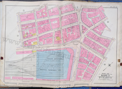 Antique-Map-Part-of-Ward-7-City-of-Boston-United-States-Massachusetts-1902-Bromley-Maps-Of-Antiquity-1900s-20th-century