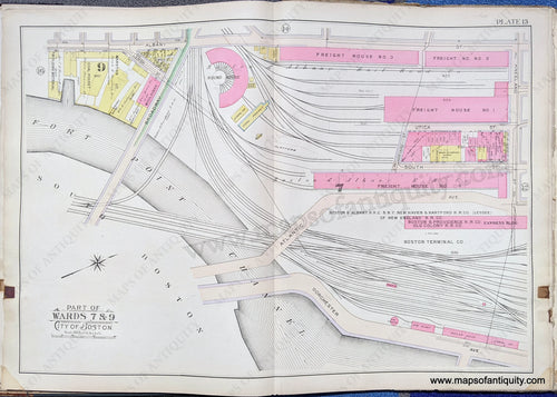 Antique-Map-Part-of-Wards-7-&-9-City-of-Boston-United-States-Massachusetts-1902-Bromley-Maps-Of-Antiquity-1900s-20th-century