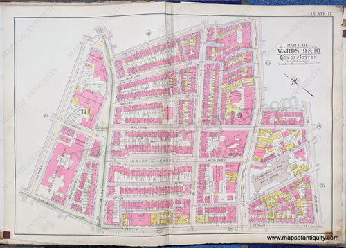 Antique-Map-Part-of-Ward-9-City-of-Boston-United-States-Massachusetts-1902-Bromley-Maps-Of-Antiquity-1900s-20th-century