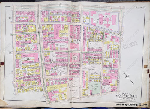 Antique-Map-Part-of-Wards-12-17-&-18-City-of-Boston-United-States-Massachusetts-1902-Bromley-Maps-Of-Antiquity-1900s-20th-century