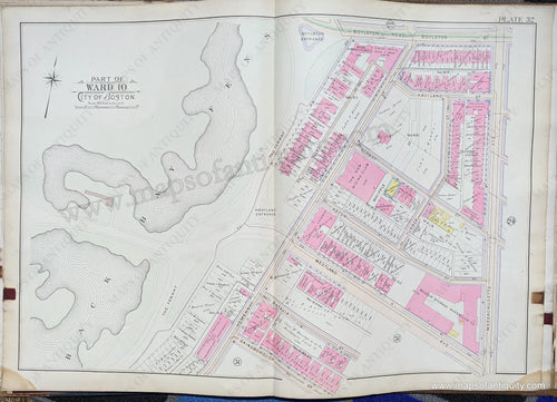 Antique-Map-Part-of-Ward-10-City-of-Boston-United-States-Massachusetts-1902-Bromley-Maps-Of-Antiquity-1900s-20th-century