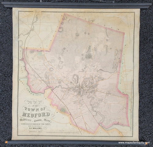 Genuine-Antique-Wall-Map-Map-of-the-Town-of-Medford-Middlesex-County-Mass--1855-Walling-Maps-Of-Antiquity