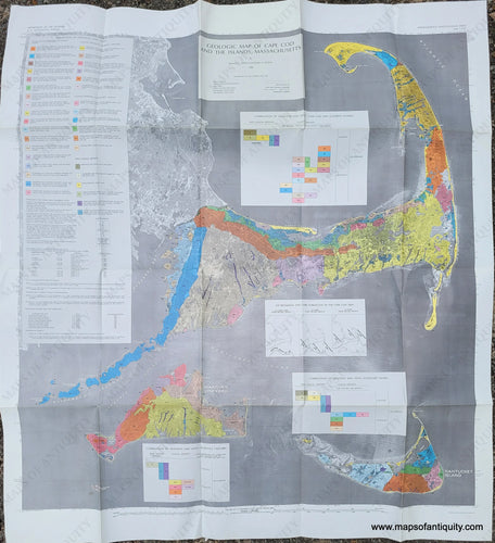 Old-Printed-Color-Map-Geologic-Map-of-Cape-Cod-and-the-Islands-Massachusetts-1986-US-Geological-Survey-Maps-Of-Antiquity