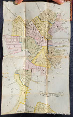 Antique-Hand-Colored-Map-Plan-of-Boston-Antique-Towns-&-City-Maps-and-Views-Massachusetts-Suffolk-County-Boston-c.-1827-Unknown-Maps-Of-Antiquity