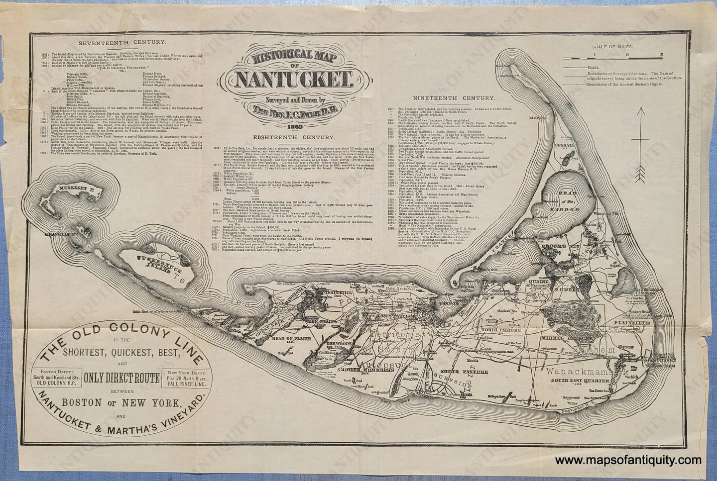 Antique-Black-and-White-Map-Historical-Map-of-Nantucket-**********-United-States-Cape-Cod-and-Islands-1880-Ewer-Maps-Of-Antiquity