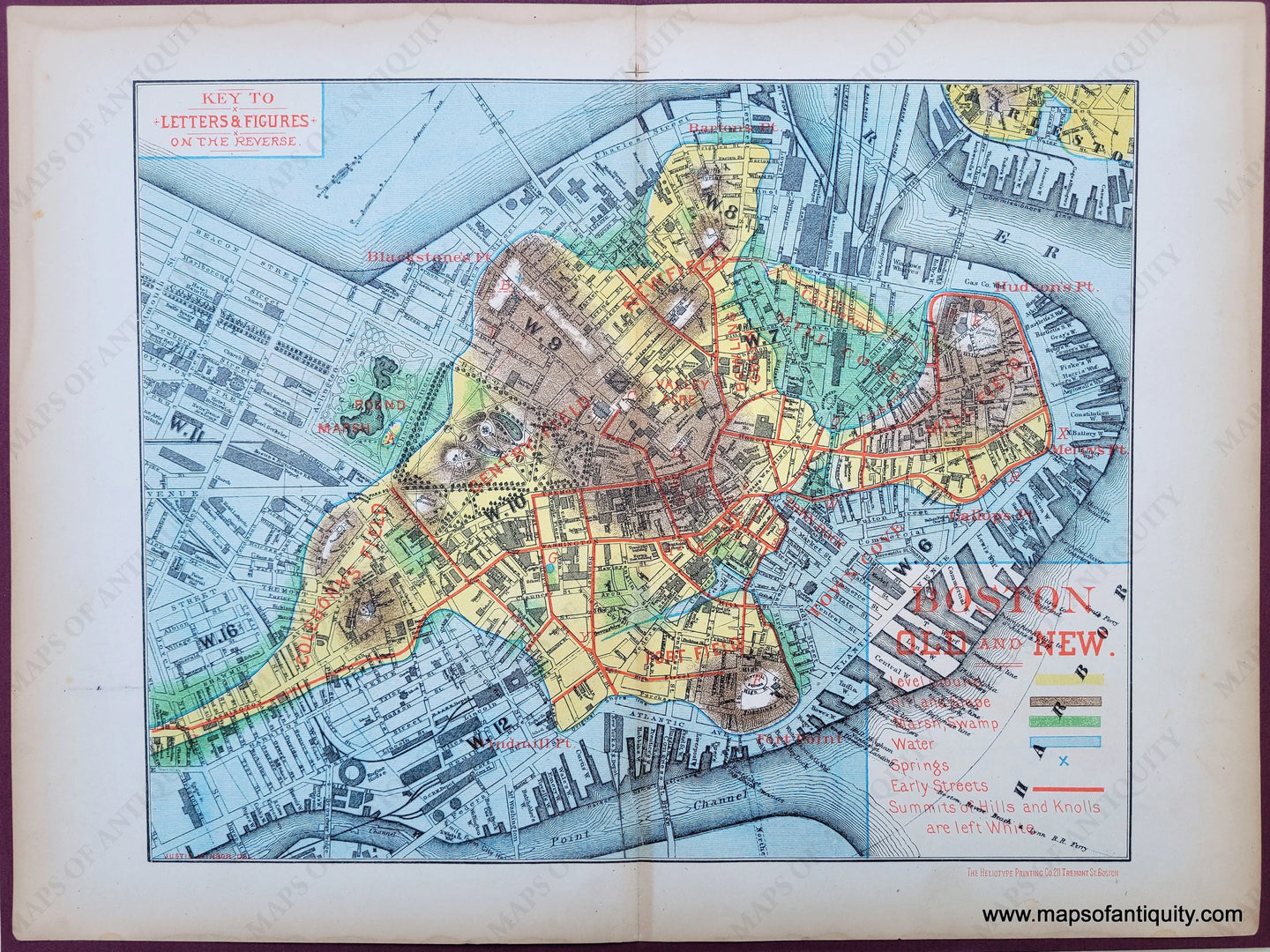 Genuine-Antique-Map-Boston-Old-and-New-1880-Winsor-Heliotype-Printing-Co-Osgood-Maps-Of-Antiquity