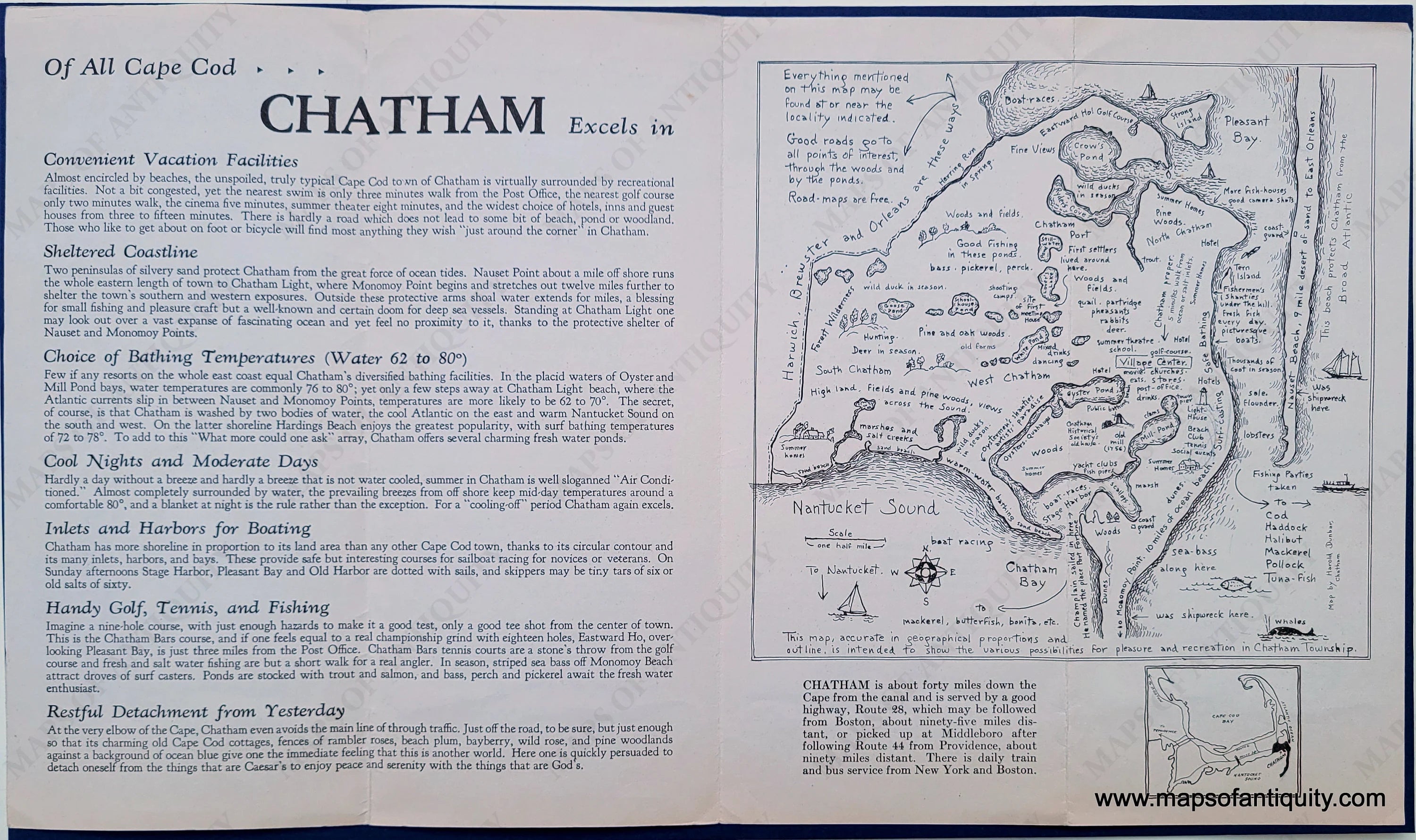 1940 - Chatham, Massachusetts - Antique Map – Maps of Antiquity
