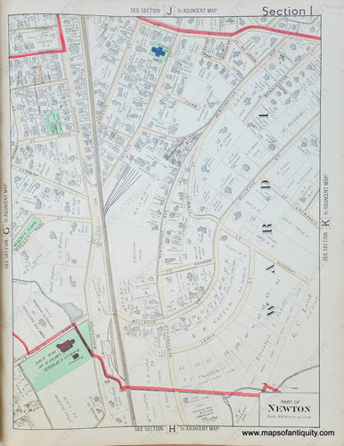 Genuine-Antique-Map-Part-of-Newton-MA-Section-I-1886-Beers-Maps-Of-Antiquity