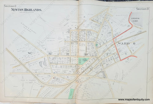 Genuine-Antique-Map-Newton-Centre-MA-Section-O-1886-Beers-Maps-Of-Antiquity