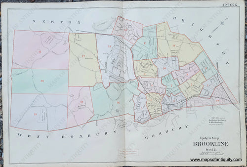 Genuine-Antique-Map-Index-Map-Brookline-Mass--1893-Richards-Maps-Of-Antiquity