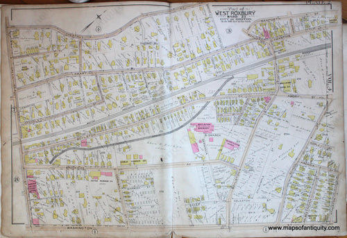 Genuine-Antique-Map-Plate-2-Part-of-West-Roxbury-City-of-Boston-1890-Bromley-Maps-Of-Antiquity