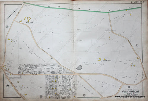 Genuine-Antique-Map-Plate-19-Part-of-West-Roxbury-City-of-Boston-1890-Bromley-Maps-Of-Antiquity