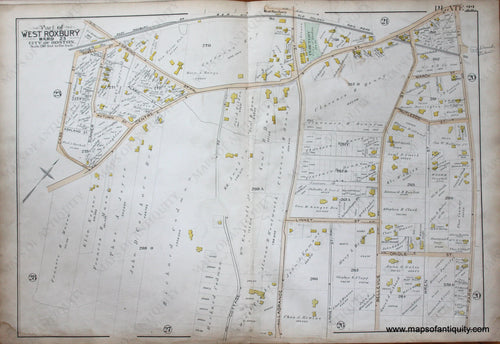 Genuine-Antique-Map-Plate-22-Part-of-West-Roxbury-City-of-Boston-1890-Bromley-Maps-Of-Antiquity