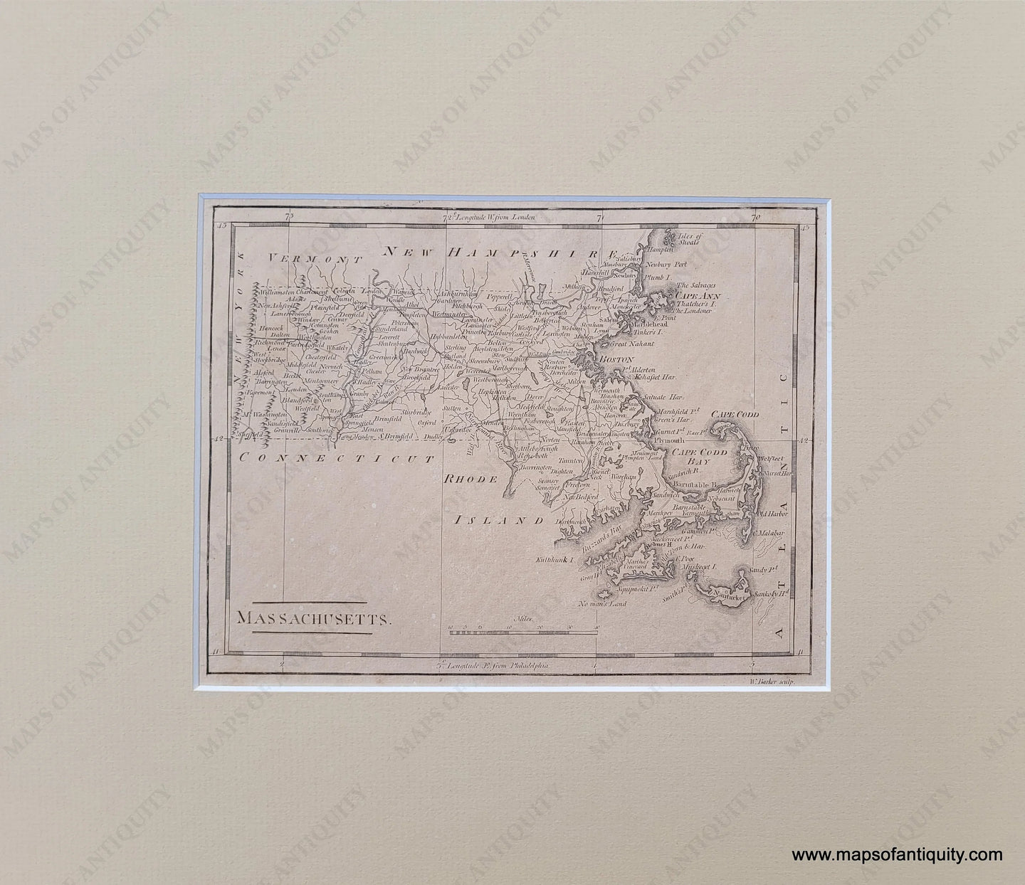 Genuine-Antique-Map-Massachusetts-1805-Carey-Maps-Of-Antiquity