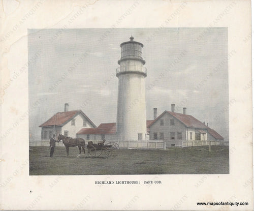 1892 - Highland Lighthouse: Cape Cod Antique Print Genuine