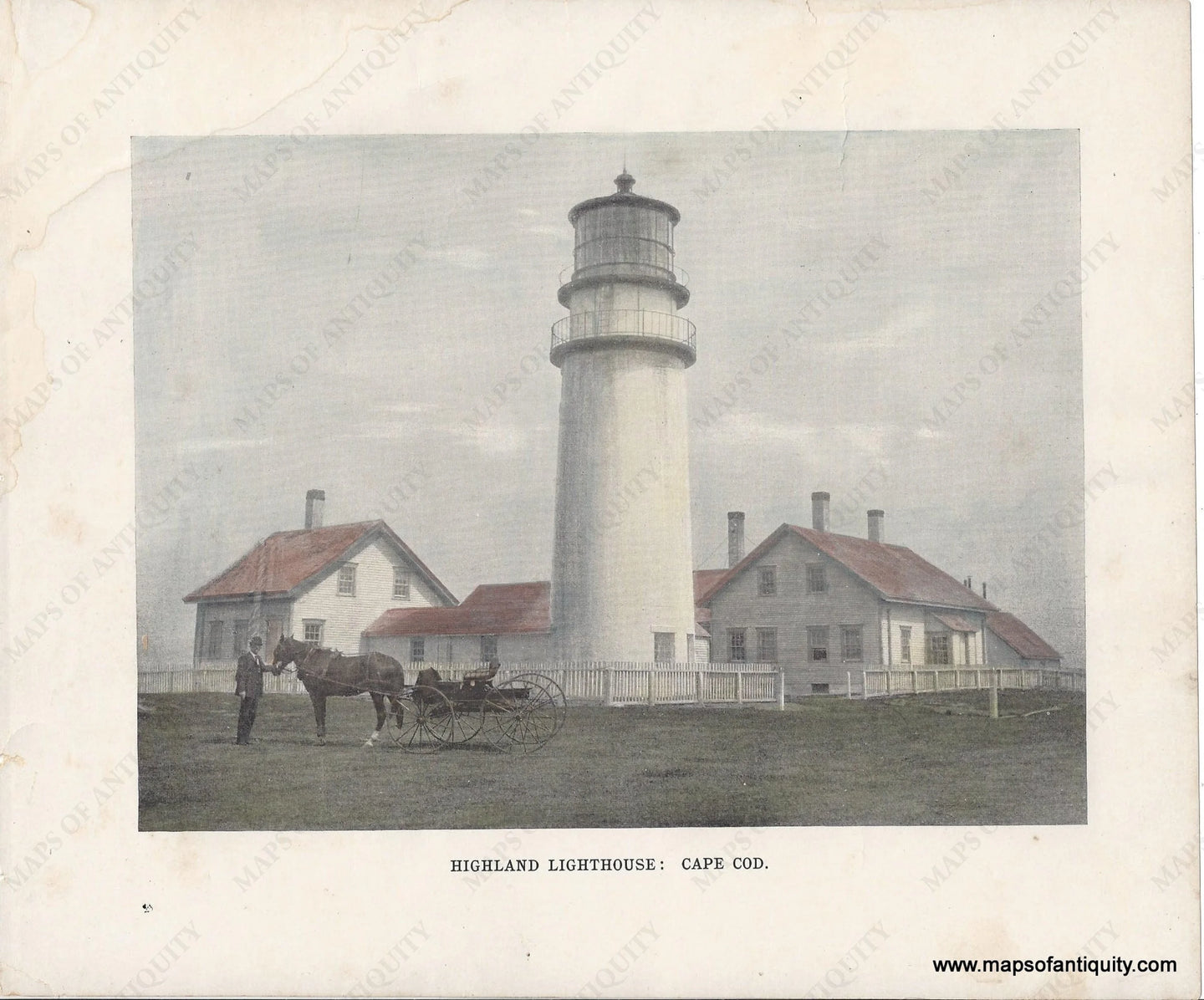 1892 - Highland Lighthouse: Cape Cod Antique Print Genuine