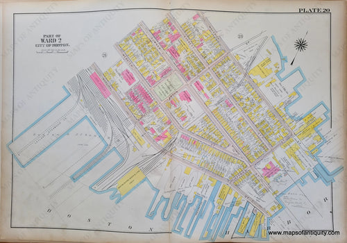 Genuine-Antique-Map-Plate-20-East-Boston---Part-of-Ward-2-City-of-Boston-Boston-Ward-Maps--1912-Bromley-Maps-Of-Antiquity-1800s-19th-century