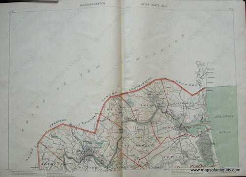 Antique-Printed-Color-Map-Massachusetts-Atlas-Plate-No.-1-Massachusetts-Massachusetts-General-1891-G.-H.-Walker-Maps-Of-Antiquity