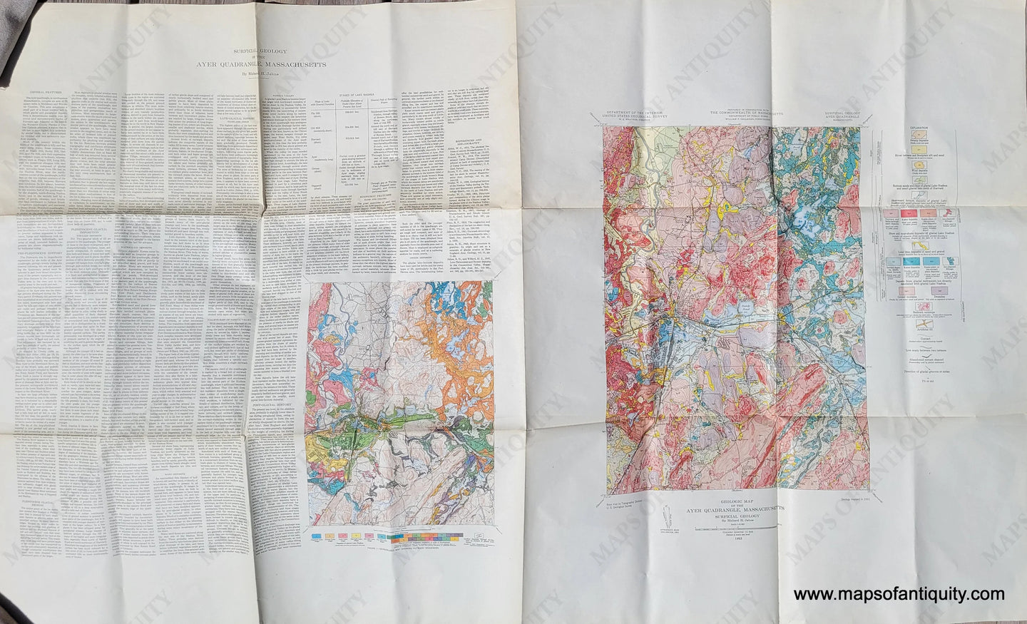 Genuine-Vintage-Map-Surficial-Geology-of-the-Ayer-Quadrangle-Massachusetts-1953-Richard-H-Jahns-US-Geological-Survey-Maps-Of-Antiquity