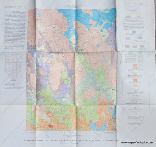 Genuine-Vintage-Map-Surficial-Geology-of-the-Whitman-Quadrangle-Massachusetts-1967-Richard-G-Petersen-and-Charles-E-Shaw-Jr-US-Geological-Survey-Maps-Of-Antiquity