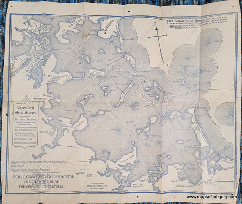 Genuine-Antique-Map-Correct-Map-of-Boston-Harbor-giving-Route-and-Official-Summer-Time-Table-of-the-Nantasket-Beach-Steamboat-Co-Commencing-July-1-1896--1896-Bouve-Crawford-Co--Maps-Of-Antiquity