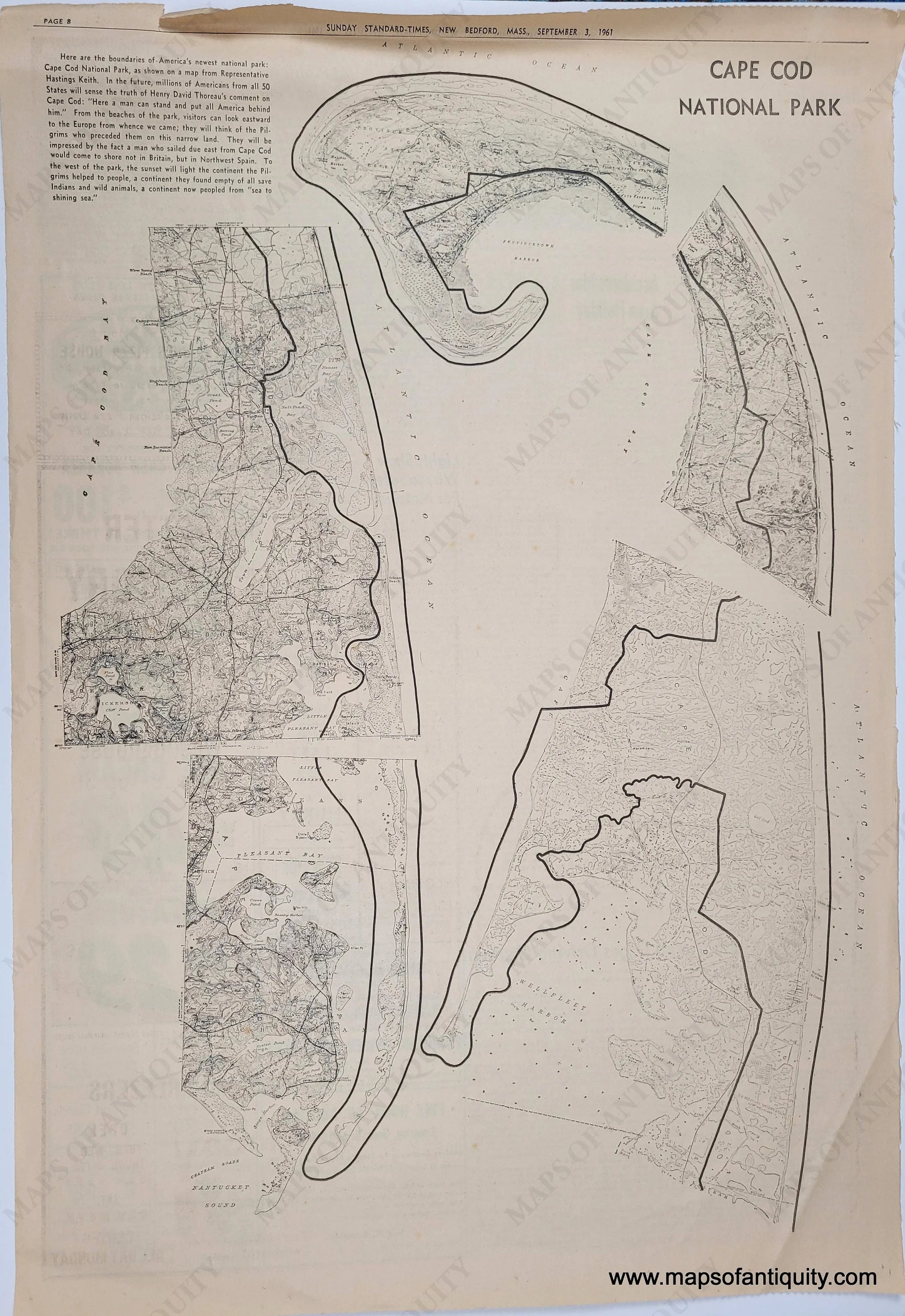 1961 - Cape Cod National Park - Vintage Map – Maps of Antiquity