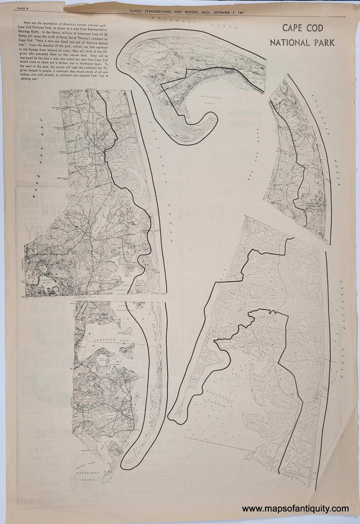 1961 - Cape Cod National Park - Vintage Map