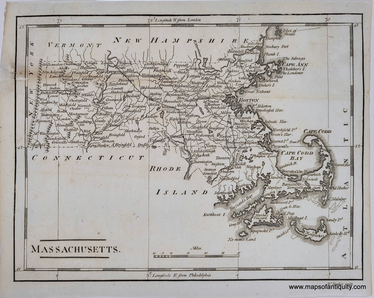 Genuine-Antique-Map-Massachusetts-1804-Carey-Maps-Of-Antiquity