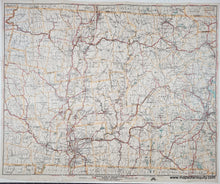 Load image into Gallery viewer, Vintage map of Worcester COunty Massachusetts with roads and boundaries. Original colors of red roads, yellow town lines, blue rivers and lakes.
