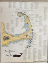 Load image into Gallery viewer, Original printed color with yellow for land and blue along the shore. Vintage-Map-Marine-Disasters-of-Cape-Cod-Shipwreck-Shipwrecks-Nautical-History-Maps-of-Antiquity
