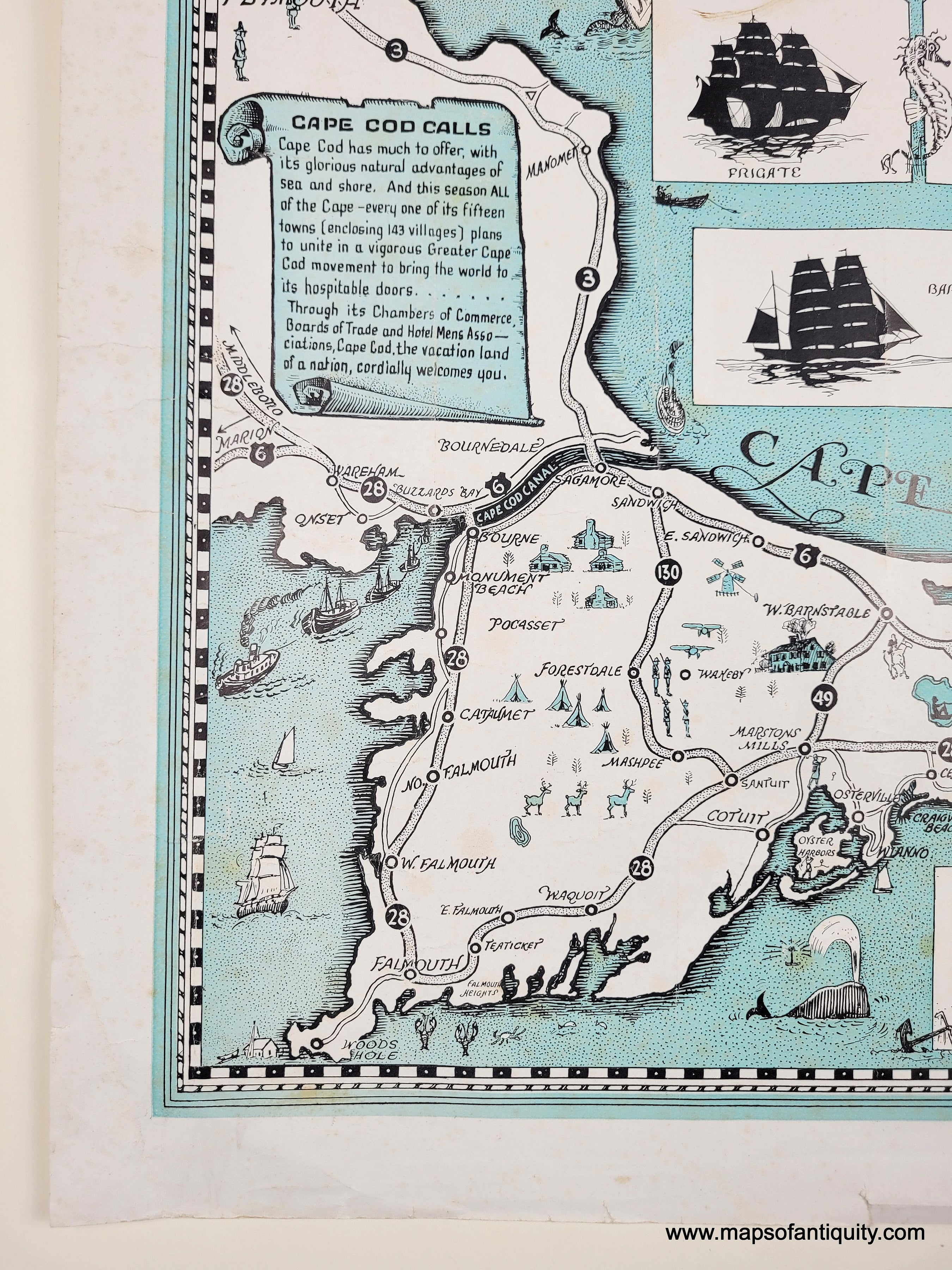 1936 - Cape Cod - Genuine Antique Map – Maps of Antiquity