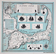 Genuine-Antique-Map-Cape-Cod-1936-The-Crawford-Press-Maps-Of-Antiquity